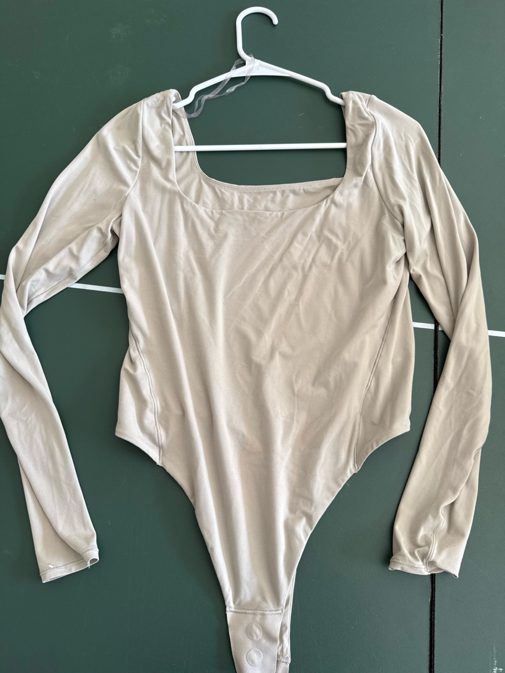 lululemon athletica Long-Sleeve Scoop-Neck Bodysuit in Light Taupe